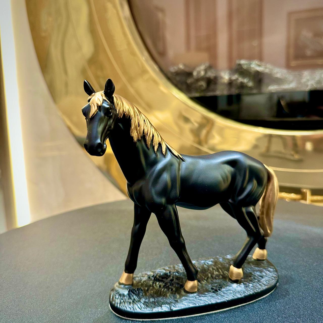 Premium Black Ceramic Horse Sculpture β Elegant Decor for Home & Office
