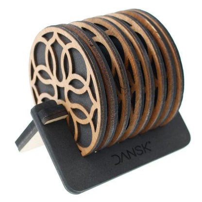 Beautiful Textured Laser Cut Tea Coffee and Glass Coaster / Mat Set of for Kitchen Home and Office - Wooden Coaster