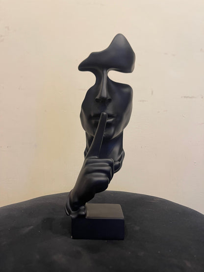 Large Silent Thinker Face Ceramic Sculpture – Elegant Home & Office Decor