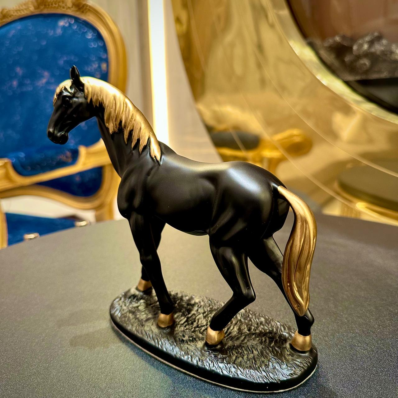 Premium Black Ceramic Horse Sculpture – Elegant Decor for Home & Office