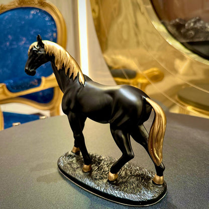 Premium Black Ceramic Horse Sculpture – Elegant Decor for Home & Office