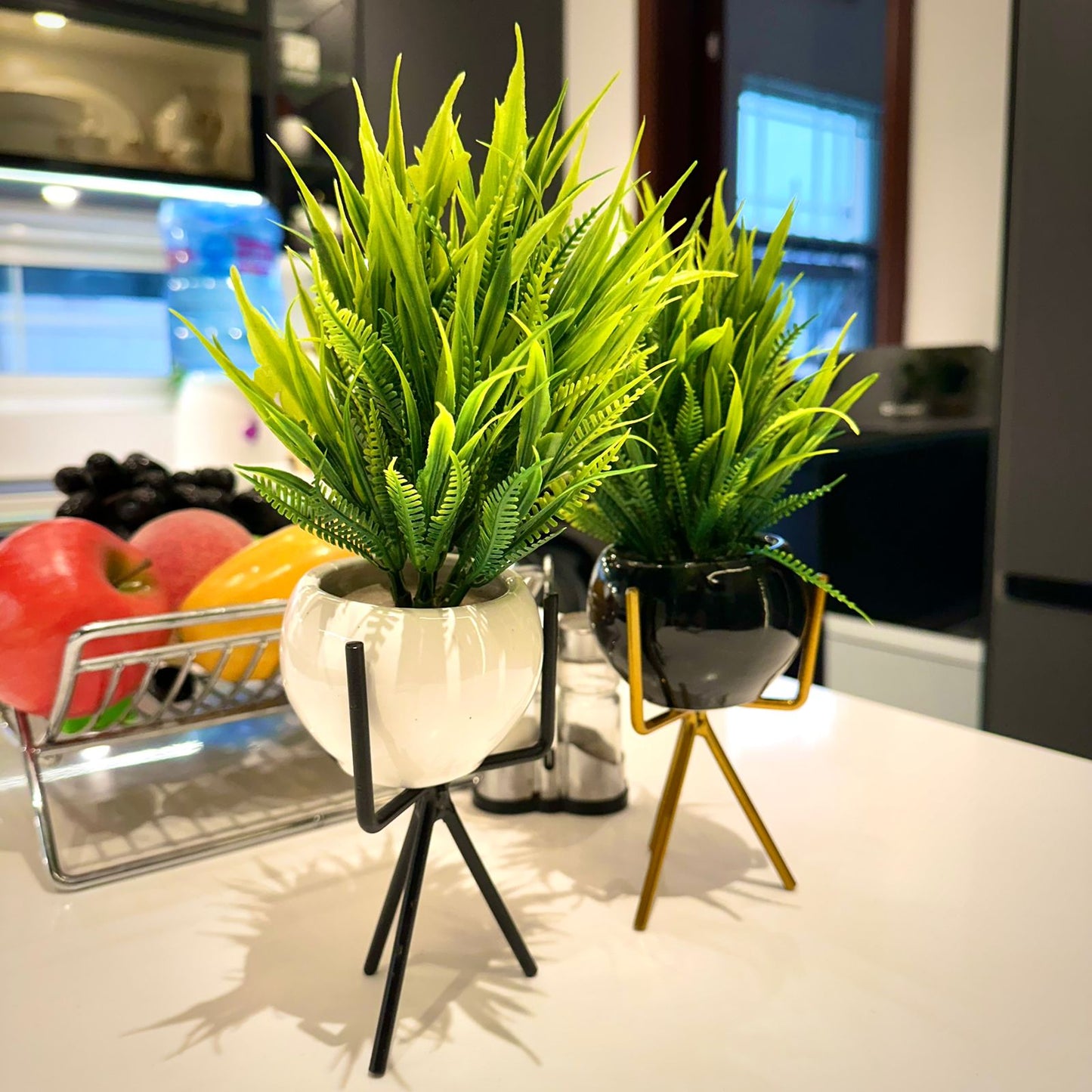 Luxury Ceramic Planters with Metal Stands